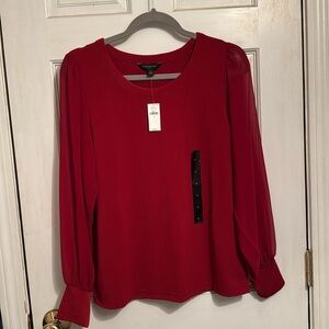 NWT Banana Republic long sheer sleeve top burgundy/red size Medium